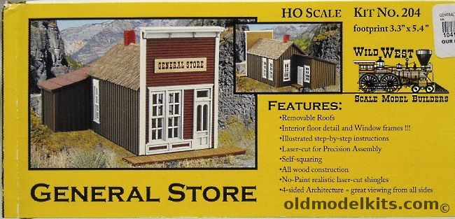 Wild West 1/87 General Store With Interior Structure - HO Scale, 204 plastic model kit